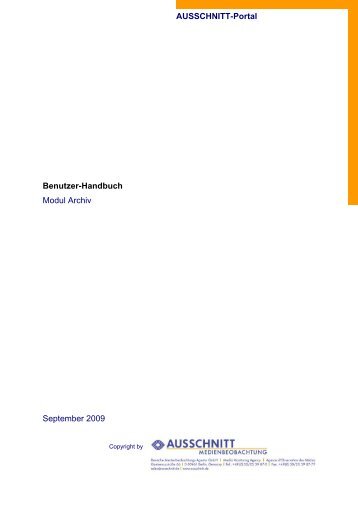 Benutzer-Handbuch - AUSSCHNITT Medienbeobachtung