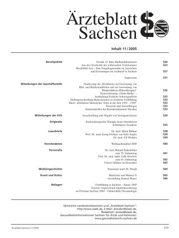 Ärzteblatt Sachsen 11/2005 - Sächsische Landesärztekammer