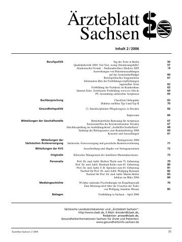 Ärzteblatt Sachsen 02/2006 - Sächsische Landesärztekammer