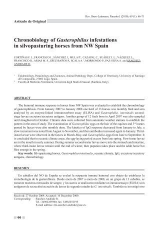 Chronobiology of Gasterophilus infestations in silvopasturing horses ...