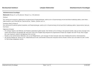 Berufsschule Solothurn Lehrplan Elektroniker Arbeitstechnische ...