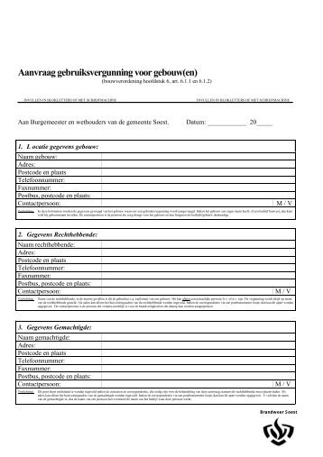 Formulier aanvraag gebruiksvergunning - Gemeente Soest