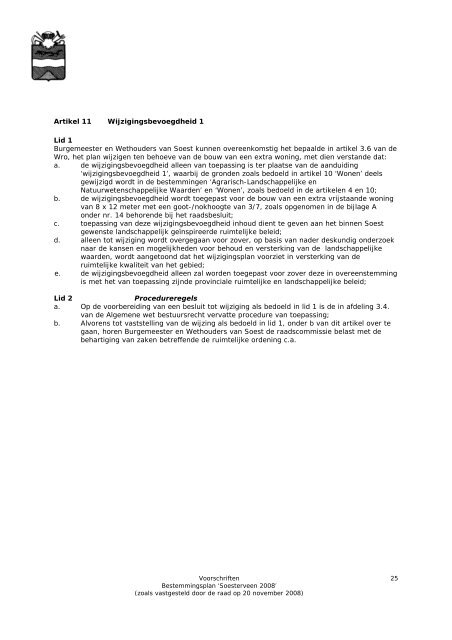 voorschriften bestemmi ngs p lan soesterveen 2008 - Gemeente Soest
