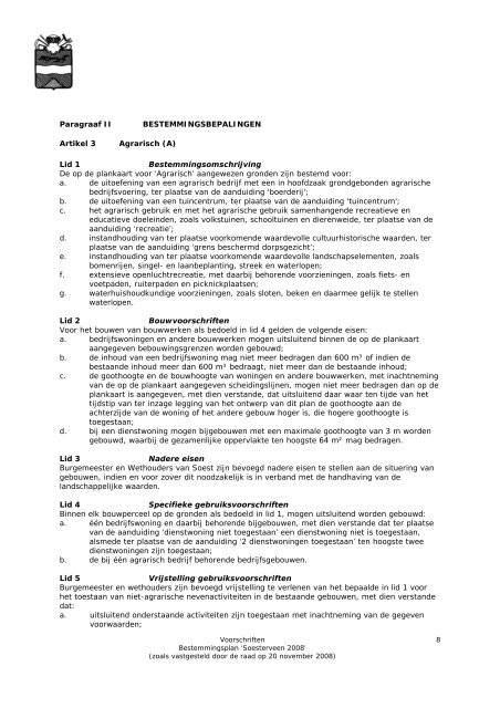 voorschriften bestemmi ngs p lan soesterveen 2008 - Gemeente Soest