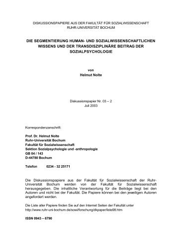 Titel als PDF - Fakultät für Sozialwissenschaft der Ruhr-Universität ...