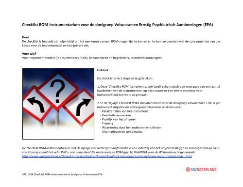 Checklist Volwassenen EPA - GGZ Nederland