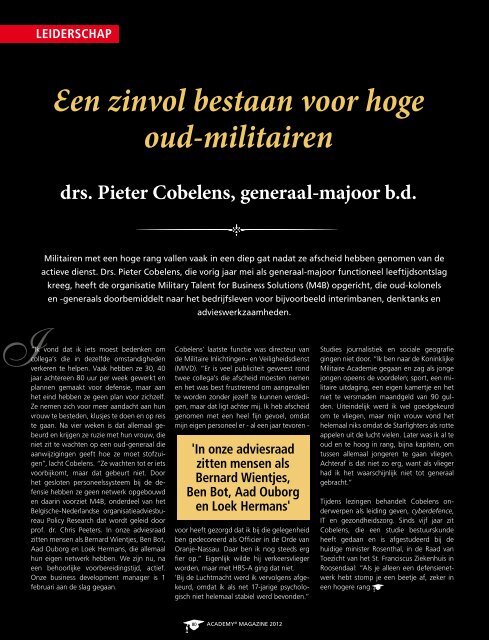 en zinvol bestaan voor hoge oud-militairen - Speakers Academy
