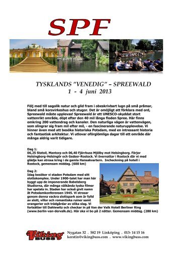 TYSKLANDS ”VENEDIG” – SPREEWALD 1 - 4 juni 2013