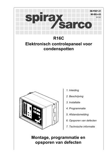 R16C Elektronisch controlepaneel voor ... - Spirax Sarco