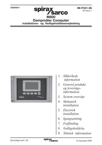 M800 Steam Flow Computer - Spirax Sarco