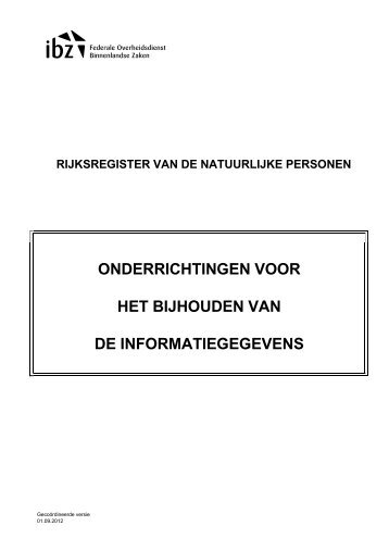 Onderrichtingen voor het bijhouden van de informatiegegevens (pdf)