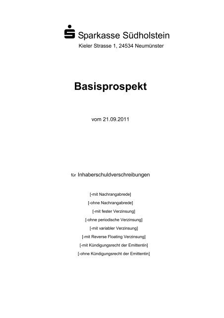 Basisprospekt - Sparkasse Südholstein