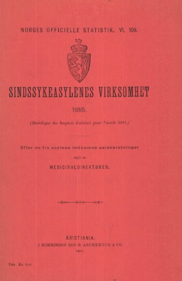 Sindssykeasylenes Virksomhet, 1915, Efter de fra asylene indkomne ...