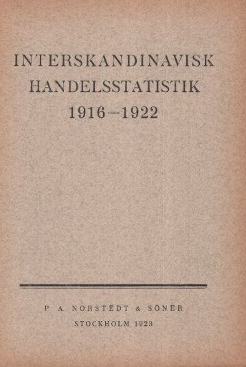 Interskandinavisk Handelsstatistikk 1916-1922