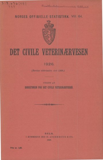 Det civile veterinærnesen 1926