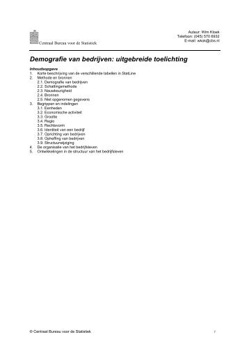 Demografie van bedrijven: uitgebreide toelichting - CBS