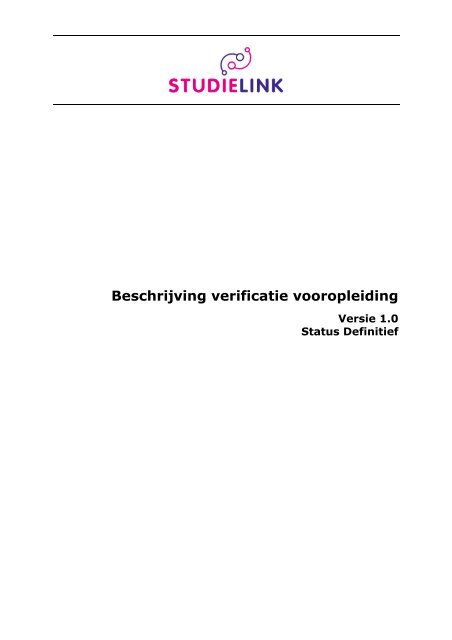 Beschrijving verificatie vooropleiding