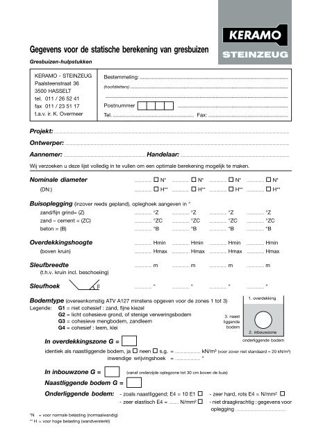 Statische berekeningen - Keramo Steinzeug