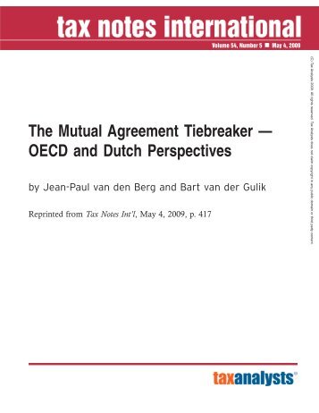 The Mutual Agreement Tiebreaker — OECD and Dutch ... - Stibbe