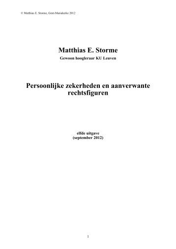 Persoonlijke zekerheden - Thuisblad van Matthias E. Storme