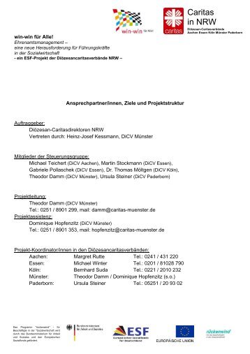 Ein Informationsblatt über Ansprechpartner/innen ... - Caritas NRW