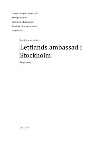 Lettlands ambassad i Stockholm - Stockholms universitet