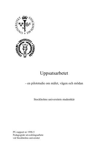en pilotstudie om målet, vägen och mödan (PDF) - Stockholms ...