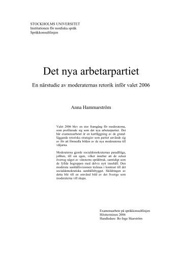 Det nya arbetarpartiet. Hammarström, Anna - Stockholms universitet