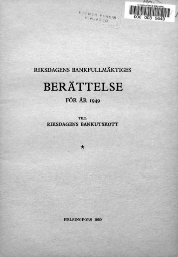 BERÄTTELSE - Suomen Pankki