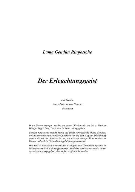 Bodhicitta hervorbringen_Gendun Rinpoche_Vortrag_de