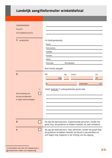 Landelijk Aangifteformulier Winkeldiefstal - Supermarkt.nl