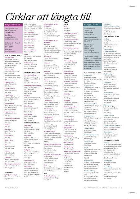 Cirklar och kurser 2010/2011 - Studieförbundet vuxenskolan