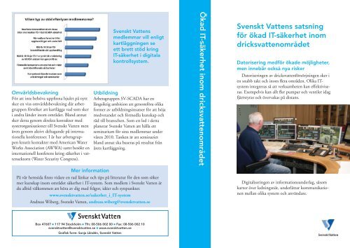 Säkerhet i IT-system dricksvatten (Broschyr) - Svenskt Vatten