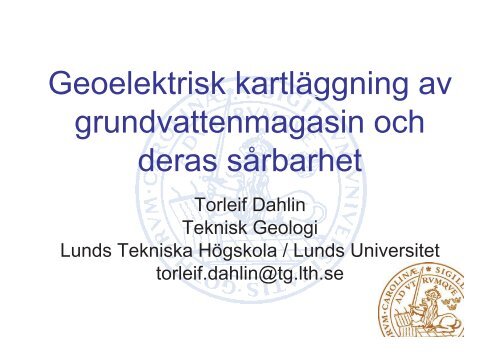 Dahlin, LTH - Geoelektrisk kartläggning - Svenskt Vatten