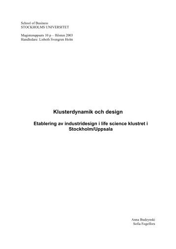 Klusterdynamik och design - SVID, Stiftelsen Svensk Industridesign