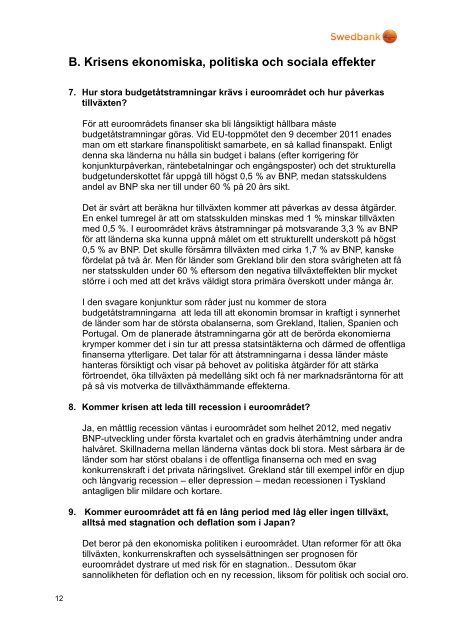 Krisen i euroområdet 99 frågor och svar - Swedbank