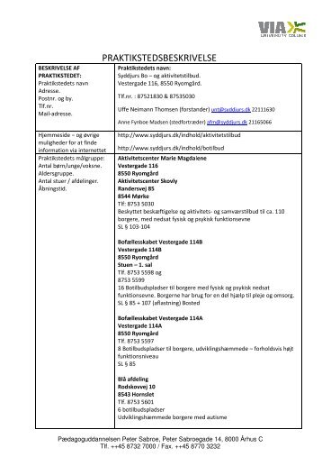 Praktikstedsbeskrivelse 2013.pdf - Syddjurs Kommune