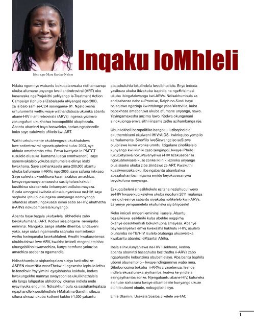 IsiXhosa - Treatment Action Campaign