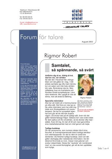 Rigmor Robert - Talarforum