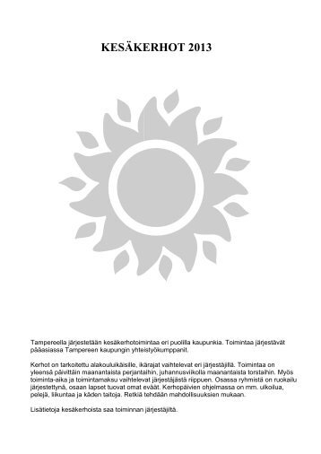 KESÄKERHOT 2013 - Tampere