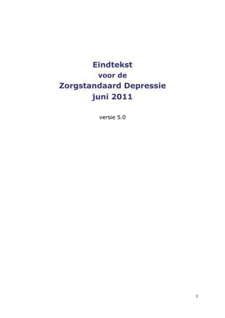 Zorgstandaard Depressie - Nederlandse Vereniging van Diëtisten