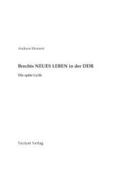 Brechts neues Leben in der DDR - Tectum Verlag