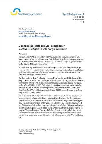 Stadsdelen Västra Hisingen i Göteborgs ... - Skolinspektionen