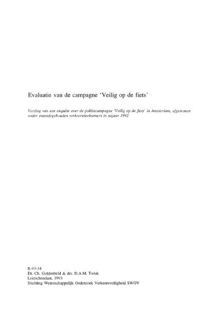 Evaluatie van de campagne 'Veilig op de fiets' - SWOV