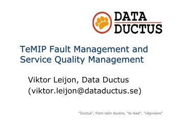 TeMIP Fault Management and Service Quality Management - Tekna
