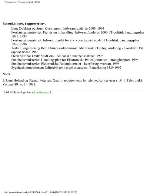 Telemedicin - Teknologirådet 1997/4
