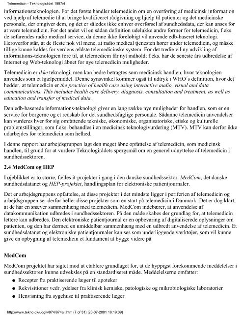 Telemedicin - Teknologirådet 1997/4