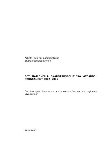 Det nationella skärgårdspolitiska åtgärdsprogrammet 2012-2015 (pdf)