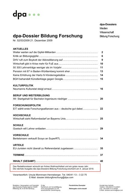 dpa-Dossier Bildung Forschung