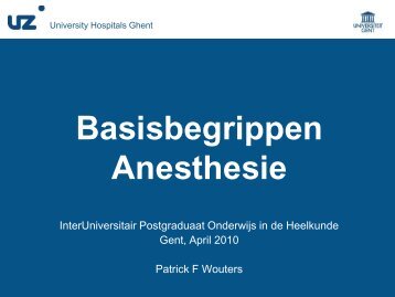 Basisbegrippen anesthesie (excl laparoscopie) - Belsurg